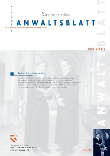 Anwaltsblatt 2003/06 - Österreichischer Rechtsanwaltskammertag