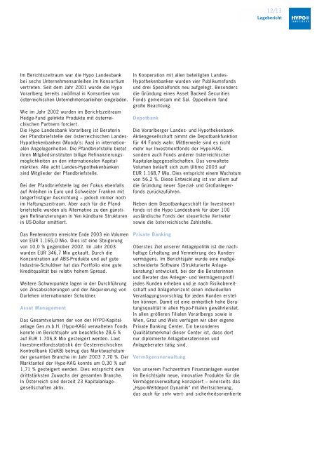 und Hypothekenbank Aktiengesellschaft - Hypo Landesbank ...