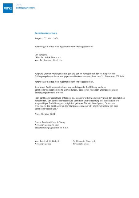 und Hypothekenbank Aktiengesellschaft - Hypo Landesbank ...