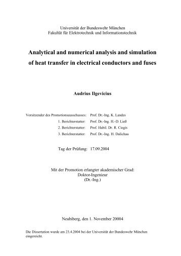 Analytical and numerical analysis and simulation of heat transfer in ...