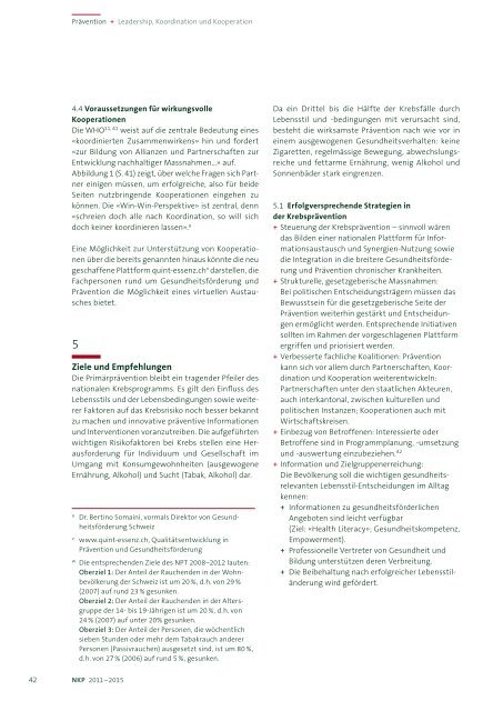 Nationales Krebsprogramm für die Schweiz 2011–2015 - Oncosuisse
