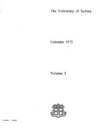 The University of Sydney Calendar 1975 Volume I