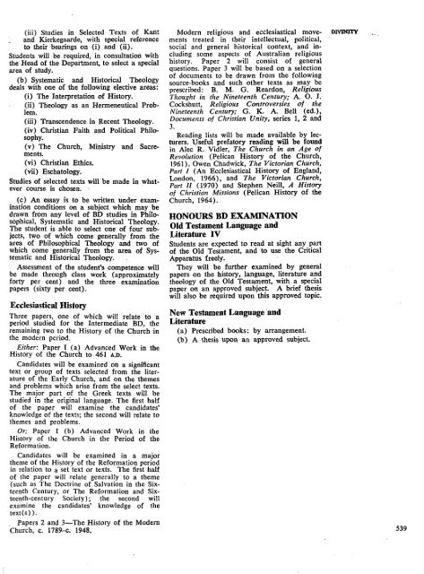 COURSES OF STUDY specific