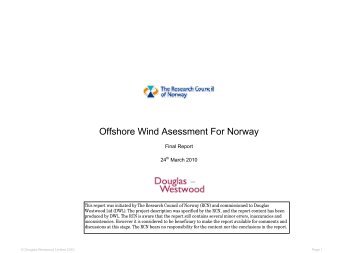 Offshore Wind Asessment For Norway – Final Report - NVE