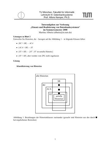 TU München, Fakultät für Informatik Lehrstuhl III: Datenbanksysteme ...