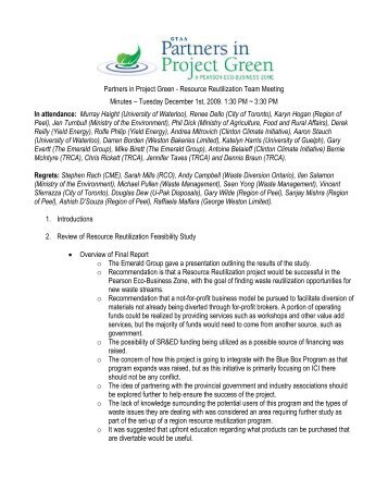 December 1, 2009 - Partners in Project Green