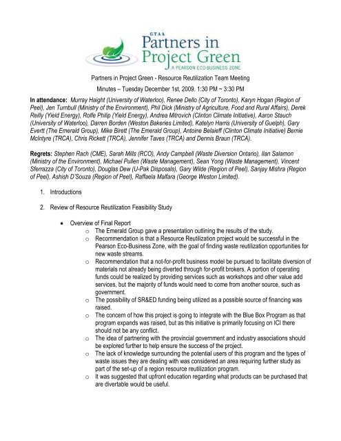 December 1, 2009 - Partners in Project Green