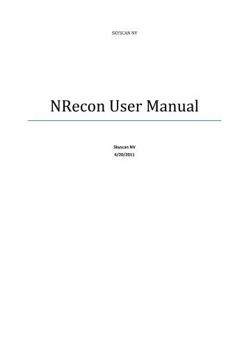 NRecon User Manual - SkyScan