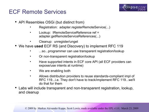 Tutorial: Designing Eclipse APIs Boris Bokowski, John Arthorne, Jim ...