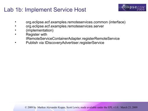 Tutorial: Designing Eclipse APIs Boris Bokowski, John Arthorne, Jim ...