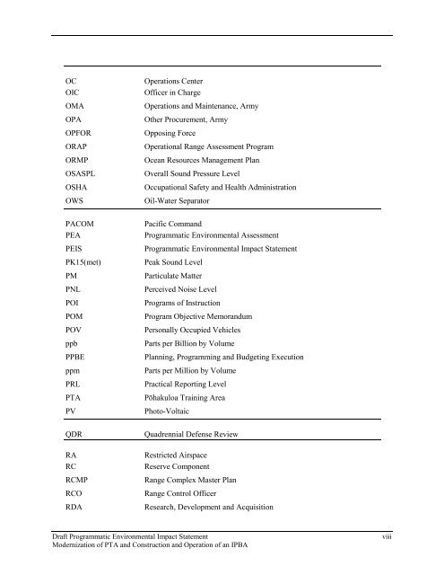 Cover, Executive Summary, Table of Contents - U.S. Army Garrison ...