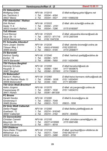 vereinsanschriften Herren 2010-2011 (Seite 23) - NFV-Kreis Gifhorn