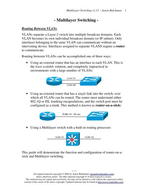 Multilayer Switching - Router Alley