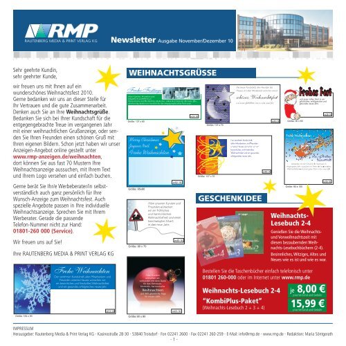 weihnachtsgrüsse geschenkidee - Rautenberg multipress-Verlag KG