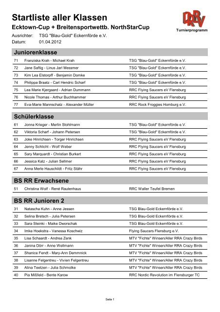 Startliste aller Klassen - Tanzsportgemeinschaft TSG-Blau-Gold ...