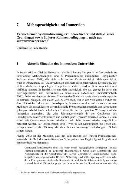 Mehrsprachigkeitskonzept – Tertiärsprachen – Deutsch nach Englisch