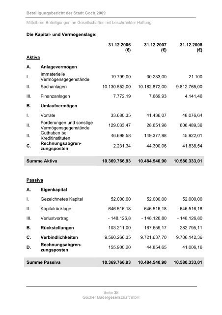 Beteiligungsbericht 2009 - Goch