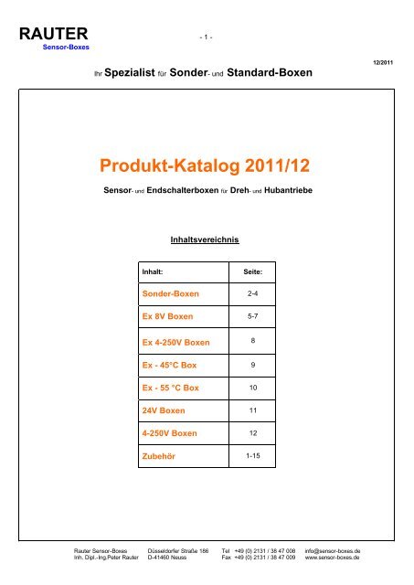 Sensor Box Hs Code Produkt-Katalog 2011/12 - Sensor-Boxes