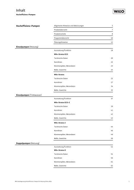 Katalogauszug HVAC Hocheffizeinzpumpen DE, 2005/09 - Wilo