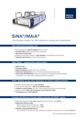 FactSheet SiNA/MAiA - Roth & Rau AG