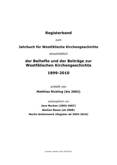 Jahrbuch für Westfälische Kirchengeschichte - Evangelische Kirche ...