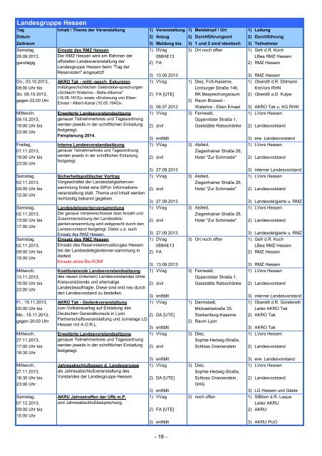 Veranstaltungskalender - Reservistenkameradschaft Limburg