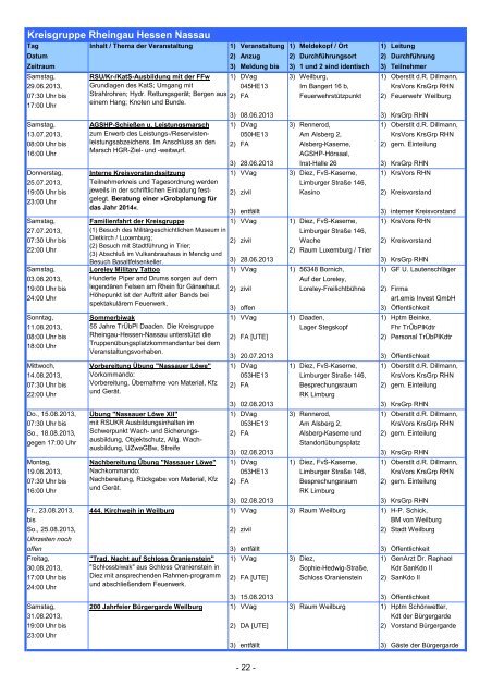 Veranstaltungskalender - Reservistenkameradschaft Limburg