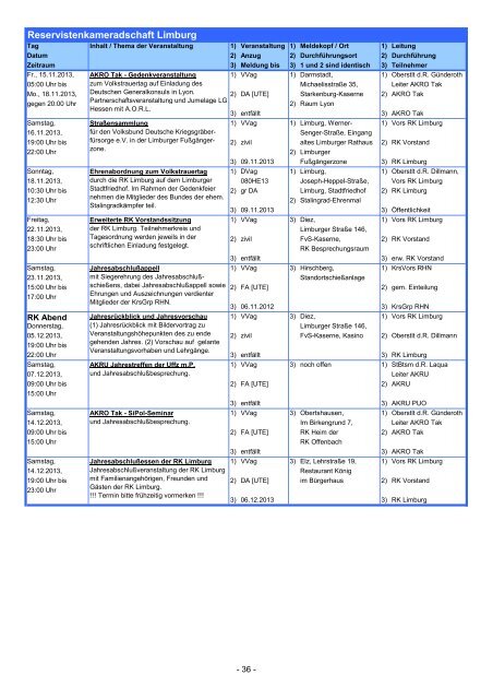 Veranstaltungskalender - Reservistenkameradschaft Limburg