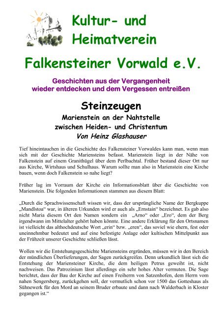 und Christentum Von Heinz Glashauser - Kultur- und Heimatverein