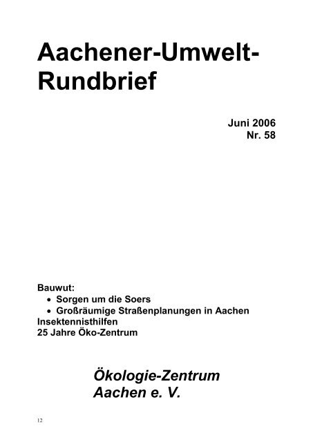 Rundbrief 58 - Ökologie-Zentrum Aachen eV