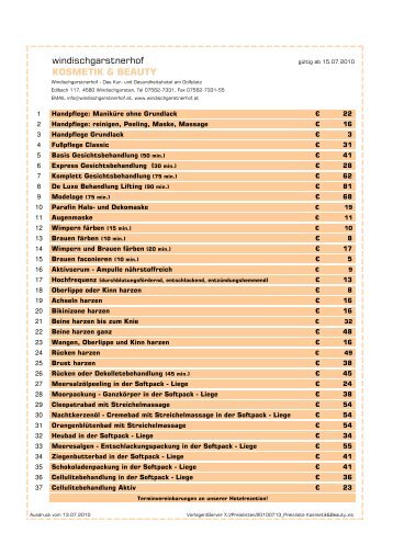 Preisliste Kosmetik & Beauty (.pdf) - Windischgarstner-Hof