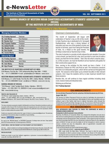 E-News Letter - Baroda Branch of WIRC of ICAI