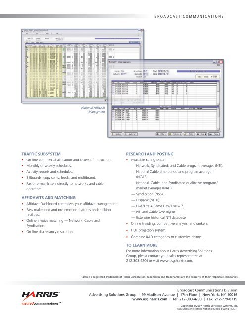 Adtraq - Harris Broadcast Communications - Harris Corporation