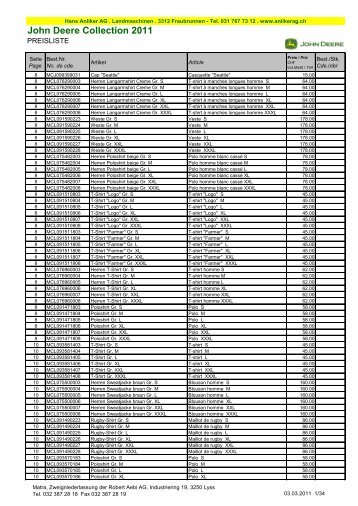John Deere Collection 2011 - Hans Anliker AG • Landtechnik ...