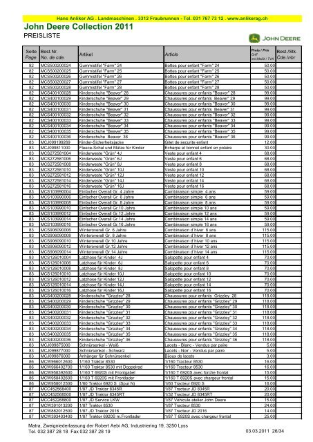 John Deere Collection 2011 - Hans Anliker AG • Landtechnik ...
