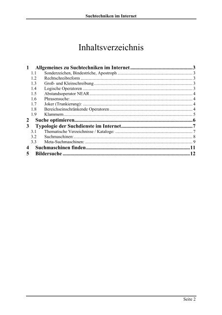 Suchtechniken im Internet - Hochschulbibliothek Weingarten