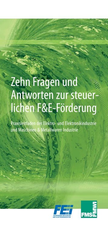 Steuerliche Maßnahmen zur Förderung von F&E - FEEI