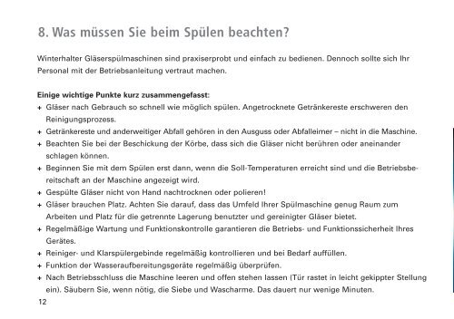 Hinweise und Tipps zur hygienischen ... - Winterhalter Gastronom