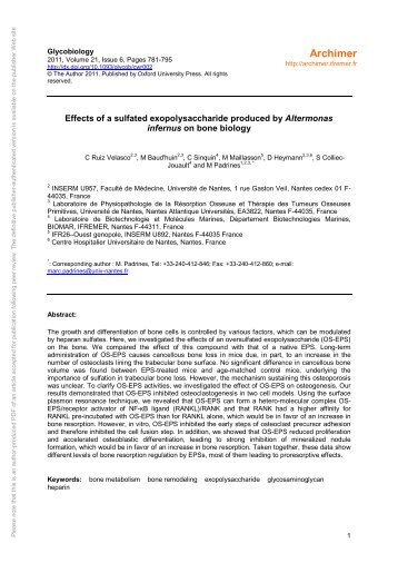 Effects of a sulphated exopolysaccharide produced by ... - Archimer