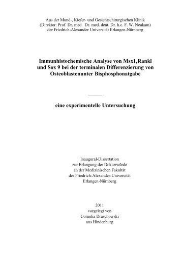 Immunhistochemische Analyse von Msx1,Rankl und Sox 9 bei der ...