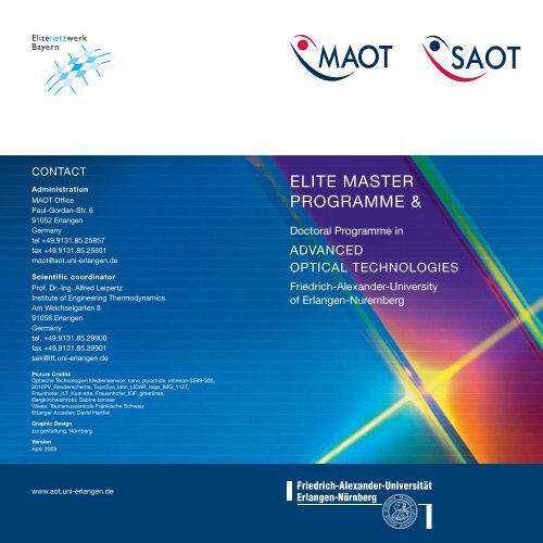 MAOT Brochure - Erlangen Graduate School in Advanced Optical ...