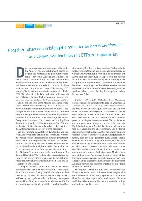 ETF-Magazin: "Gefährliche Nähe" (Q2-2010) - Börse Frankfurt