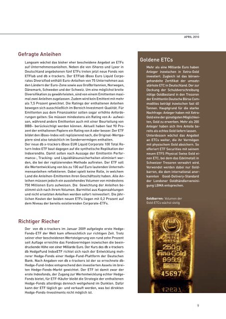 ETF-Magazin: "Gefährliche Nähe" (Q2-2010) - Börse Frankfurt