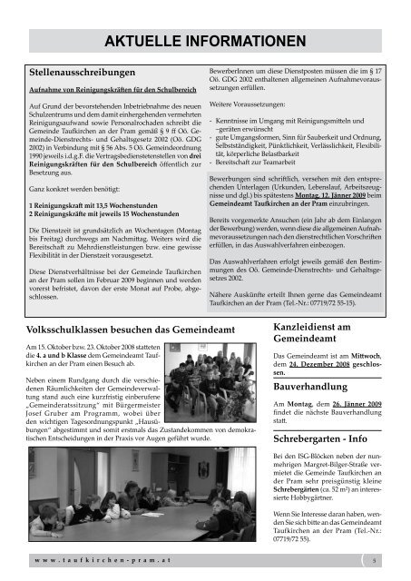 Gemeinde Info Folge 4/2008 - Taufkirchen an der Pram