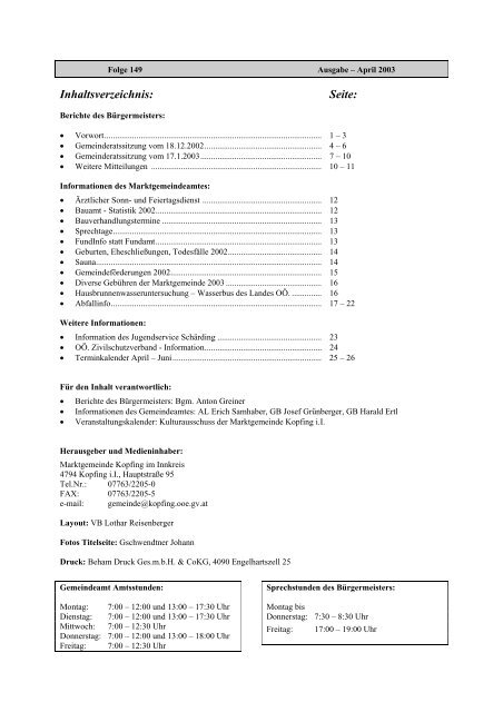 Folge 149 (2,85 MB) - Kopfing im Innkreis