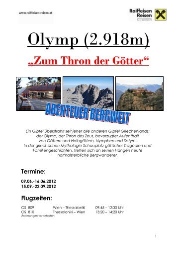 Detailprogramm Berg, Olymp 2012, fir - Raiffeisen Reisen