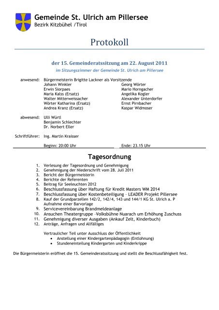 15. Gemeinderatssitzung (580 KB) - .PDF - St. Ulrich am Pillersee ...