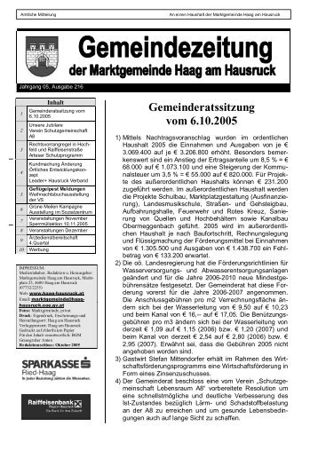 Ausgabe 216 - Nov. 2005 - Haag am Hausruck