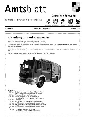 Einladung zur Fahrzeugweihe - Schwendi