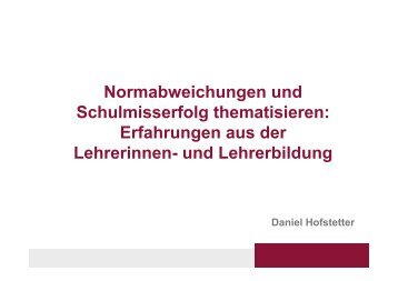 Normabweichungen und Schulmisserfolg thematisieren